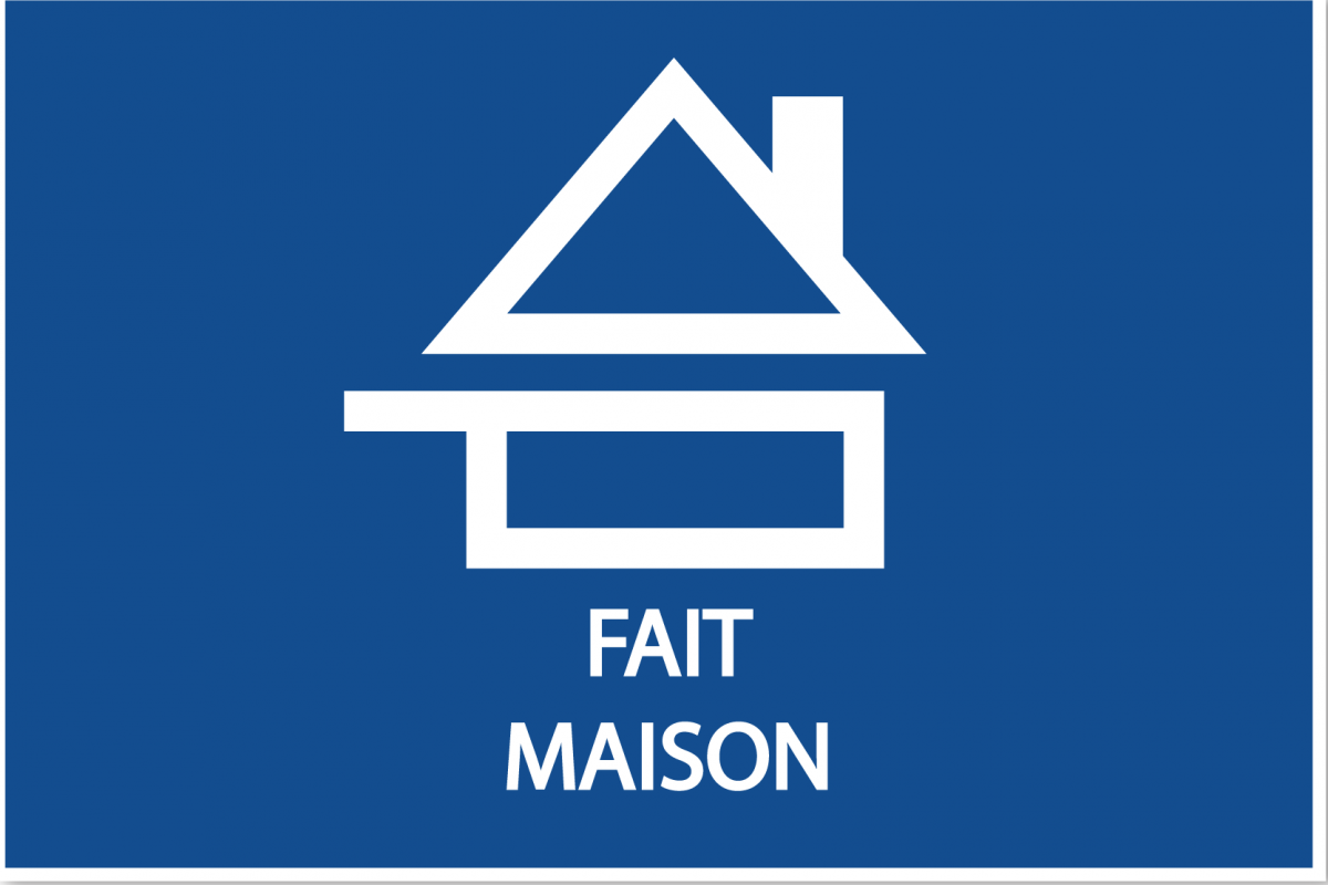 Un panneau qui dit grosse maison sur fond bleu.