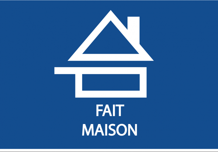 Un panneau qui dit grosse maison sur fond bleu.