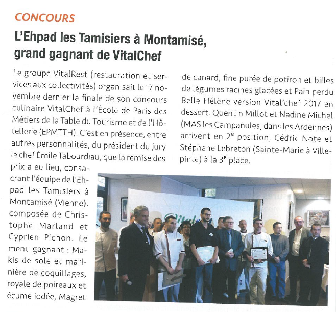 Image de l'article Restauration Collective sur le concours Vital'Chef 2017