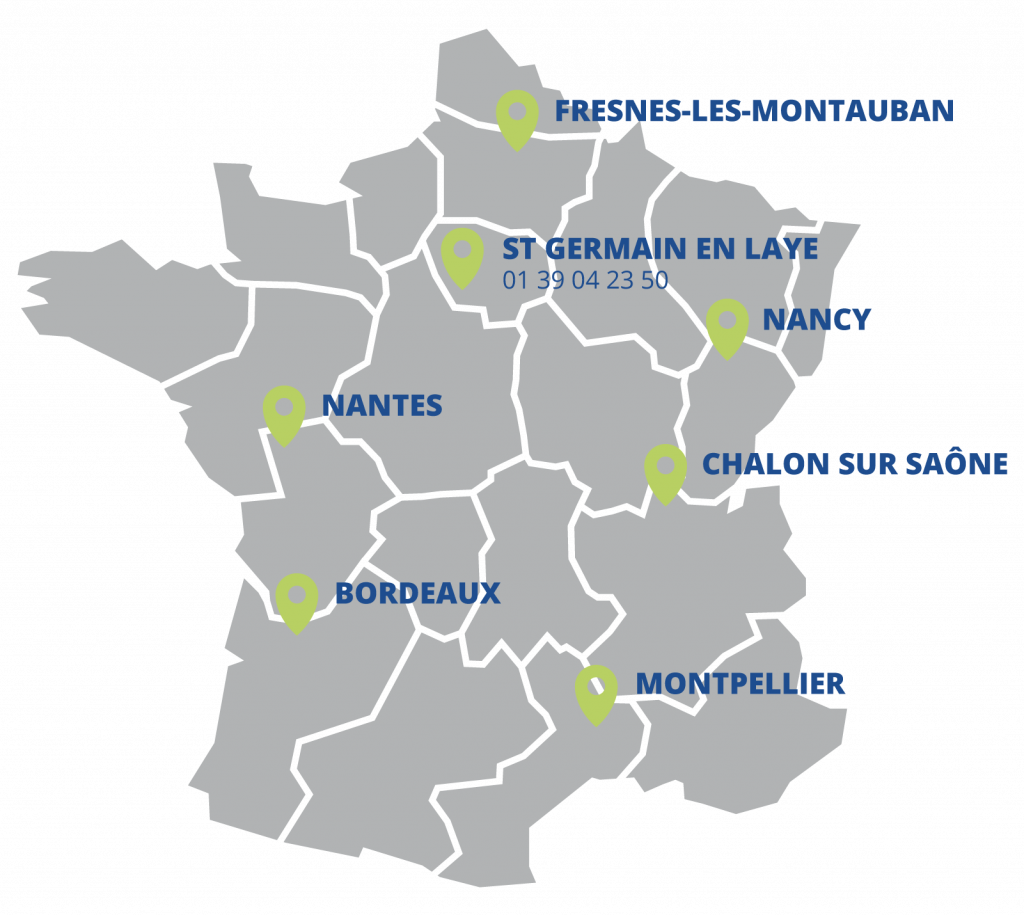 Une carte montrant les emplacements de France pour contribuer au bien-être des populations vulnérables.