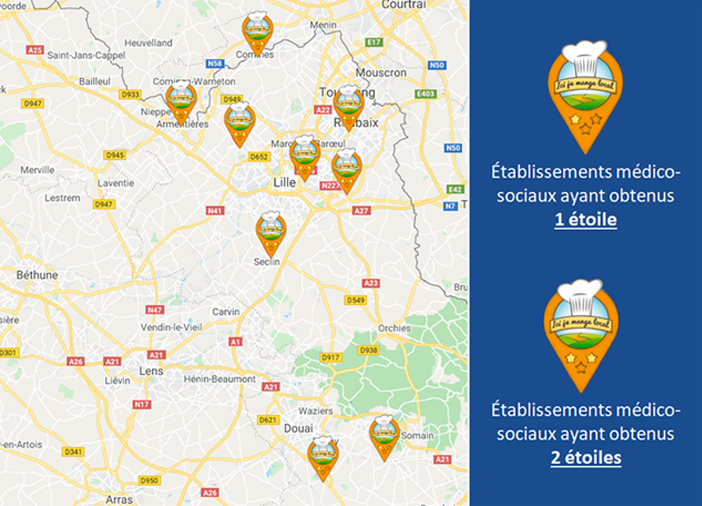 Une carte montrant les emplacements des restaurants en France.